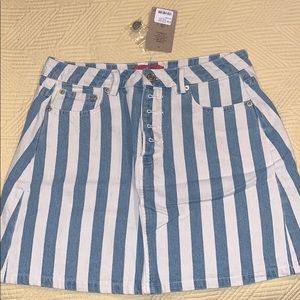 Blue and white striped jean skirt